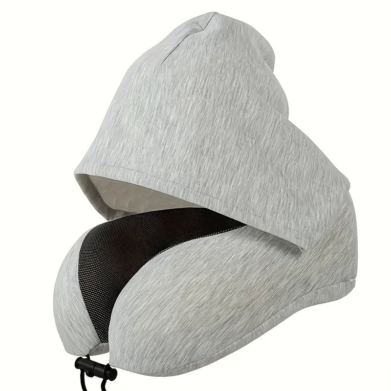 Comfy Hooded U-Shaped Memory Foam Travel Pillow β Neck Support for Travel & Nap