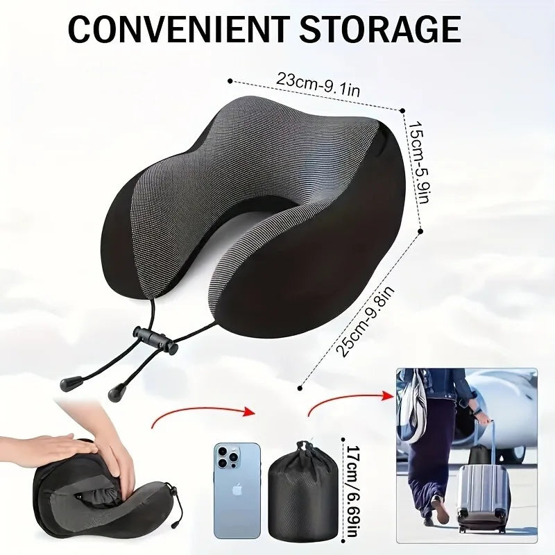 Comfy Hooded U-Shaped Memory Foam Travel Pillow β Neck Support for Travel & Nap