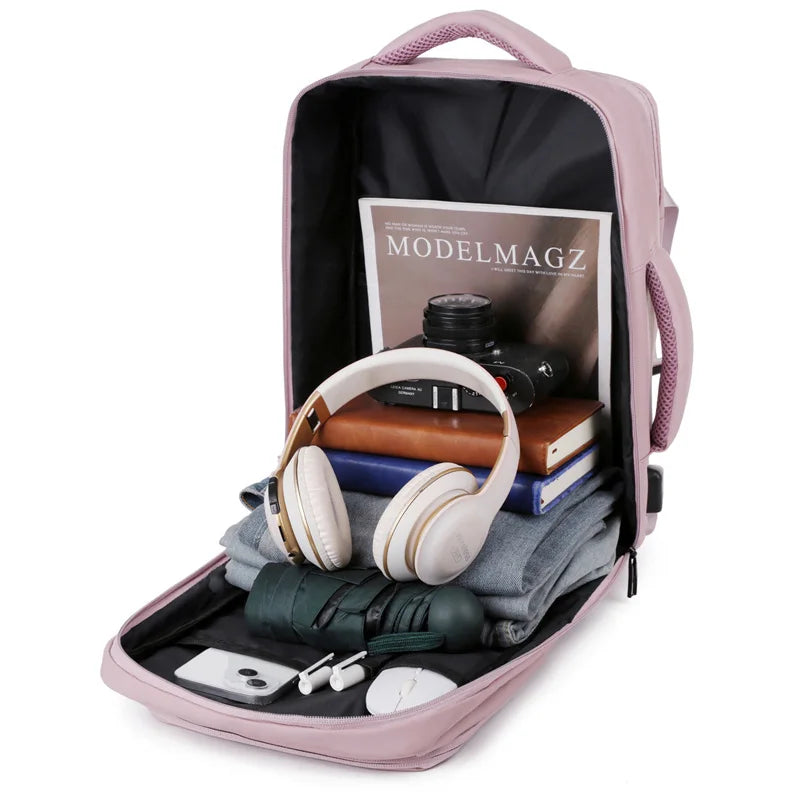 Smart Travel Backpack for Women – USB Charging, Lightweight, 4 Colors