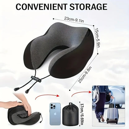 Comfy Hooded U-Shaped Memory Foam Travel Pillow – Neck Support for Travel & Nap