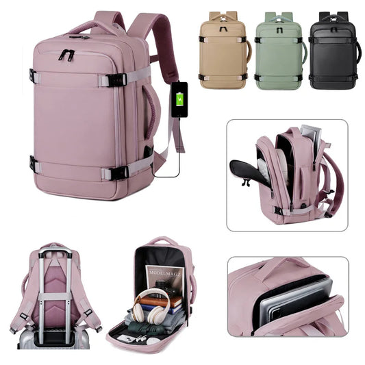 Smart Travel Backpack for Women – USB Charging, Lightweight, 4 Colors